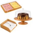 Kit Porta Guardanapos Porta Frios Boleira com Pé Bambu Sense