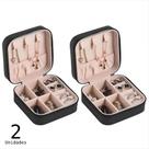 Kit Porta Jóias Estojo Portátil Luxo Compacto Quadrado Viagem Couro Brinco Bijuteria