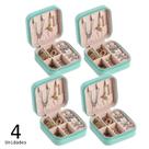 Kit Porta Jóias Estojo Portátil Luxo Compacto Quadrado Viagem Couro Brinco Bijuteria Kit Porta Jóias Estojo Portátil Luxo Compacto Quadrado Viagem Couro Brinco Bijuteria