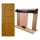 Kit Porta Madeira Frisada 4022 - 80x210 + Trilho Correr 1,60 Preto + Brinde - 319400201 + KT-713P.16