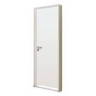 Kit Porta Madeira Lisa 212x65cm Batente Alumínio 3.6cm Abertura Esquerda Branca MGM Abertura Esquerda