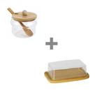 Kit Porta Manteiga Bambu + Açucareiro Tampa Bambu Kit Porta Manteiga Bambu + Açucareiro Tampa Bambu