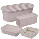 Kit porta pão com migalheira, porta torradas/biscoitos, porta frios e porta guardanapo Tear Plasutil