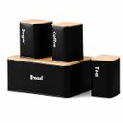 Kit Porta Pão Com Potes Açúcar Café Chá Metal Preto Dolce Home