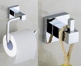 Kit Porta Papel Higiênico Em Metal + Cabide Simples Cromado Linha Cromax