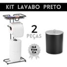 Kit Porta Papel Higiênico Pta e Lixeira Pta Tampa Cromo