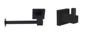 Kit Porta Papel Higiênico Ret Preto + Toalheiro Rosto Argola