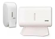 Kit Porta Papel Toalha E Saboneteira Líquida Dispenser Banheiro Compacto Branco Kit Porta Papel Toalha E Saboneteira Líquida Dispenser Banheiro Compacto Branco
