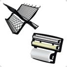 Kit Porta Rolo De Papel Escorredor Pratos Louças Cozinha Preto