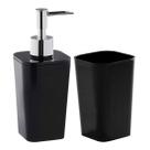 Kit Porta Sabonete e Porta Objetos para Banheiro Astra Preto KBB2-2