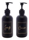 Kit Porta Sabonete Líquido E Creme Vintage Preto 250ml