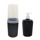 Kit Porta Sabonete Liquido e Escovas Com Tampa - Delta Útil Kit Porta Sabonete Liquido e Escovas Com Tampa - Delta Útil