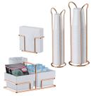 Kit Porta Sachês Mexedores Guardanapos Suporte Copos Descartáveis 50/80/200ml Rose Gold- Future