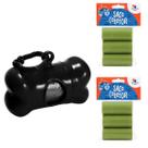 Kit Porta Saquinho Cata Caca Pet Coletor Fezes + 7 Rolos Cor:Preto