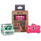 Kit Porta Saquinho Rosa e 4 Rolos de Cata Caca Refil