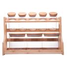 Kit Porta Temperos 8 Potes Vidro Bambu Hermético Rack Kit Porta Temperos 8 Potes Vidro Bambu Hermético Rack