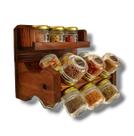 Kit Porta Temperos de Parede 15 Potes Vidro Giratório