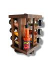 Kit Porta Temperos Tower Condimentos Molhos Gira Madeira