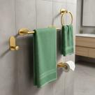 Kit Porta Toalha Banheiro Acessórios Sem Furo Dourado Lavabo Adesivo 4 Peças Suporte Toalha Aço 304