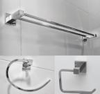 Kit Porta Toalha Banho Duplo Cromado + Porta Papel Higiênico + Toalheiro de Rosto Metal