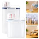 Kit Pote Armazenamento Copo Medidor Hermético Ração Cereais Amaciante Sabão Grãos Transparente