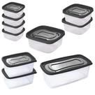 Kit pote Clic 4 x 580ml, 2 x 1,1L, 1 x 1,6L, 2 x 1,2L e 1 x 3L preto Plasutil Kit pote Clic 4 x 580ml, 2 x 1,1L, 1 x 1,6L, 2 x 1,2L e 1 x 3L preto Plasutil