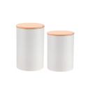 Kit Pote de pedra dolomita branco com tampa de bambu Kit Pote de pedra dolomita branco com tampa de bambu