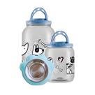 Kit Pote de Ração Pequeno e Grande com Comedouro Azul para Pets