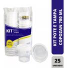 Kit Pote e Tampa Redondo 780ml (25 unidades) - Copozan