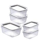 Kit pote hermético 2 x 360ml, 2 x 550ml e 1 x 910ml Trava Mais preto Plasutil