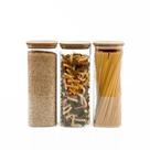 Kit Pote Hermético de Vidro Quadrado Tampa de Bambu 3 Peças - Oikos