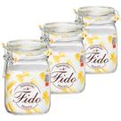 Kit Pote Hermético Vidro 3pçs Bormioli Rocco Fido 1 Litro Transparente Original Itália