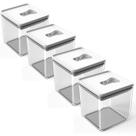 Kit Pote Mantimento Hermético 4 Peças de 1L Organizador Cozinha Acrílico TampaTrava Quadrado Vasilha