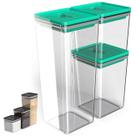 Kit Pote Mantimento Hermético Organizador Cozinha Acrílico Tampa Trava Quadrado Vasilha Mantimento