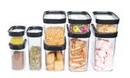 Kit Pote Organizador Acrílico Hermético Vedado Cozinha 9 Peças
