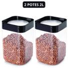 Kit Pote Plug Quadrado Alimentos Cozinha Porta Mantimentos Plasutil Biscoito Grãos