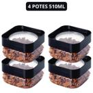 Kit Pote Plug Quadrado Alimentos Cozinha Porta Mantimentos Plasutil Biscoito Grãos