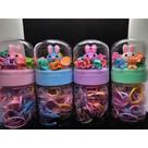 Kit Pote Sortido com Elásticos de silicone para cabelo Infantil Colorido + Mini Presilhas