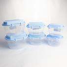 Kit Potes 003 sortido transparente com tampa colorida azul claro Kit Potes 003 sortido transparente com tampa colorida azul claro