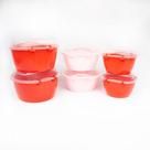 Kit Potes 004 closed leitoso vermelho e rosa com tampa transparente