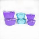 Kit Potes 005 closed leitoso roxo e verde escuro com tampa transparente Kit Potes 005 closed leitoso roxo e verde escuro com tampa transparente