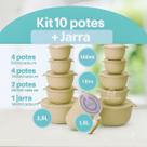 kit potes 10 Bowl + Jarra Cozinha Saladeira Marmitas Pote Cor Bege