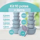 kit potes 10 Bowl + Jarra Cozinha Saladeira Marmitas Pote Cor Cinza