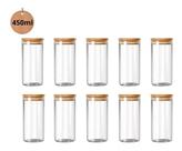 Kit Potes Com Tampa Em Bambu Redondo 450ml Vidro