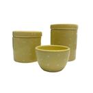Kit Potes de Higiene Cerâmica - Amarelo Poá Branco
