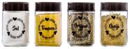 Kit Potes de Vidro 600ml 4Pç Para (Sal/Tempero/Orégano/Queijo) Com Tampa