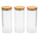 Kit Potes de Vidro com Tampa Bambu 800ml Tuut Porta Mantimento Hermético Boro 3pçs