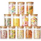 Kit Potes De Vidro Hermético 300ml Tampa De Bambu 12 Peças