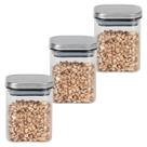 Kit Potes De Vidro Hermético 400ml Tampa Inox 3 Peças Quadrado