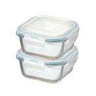 Kit Potes De Vidro Herméticos 2 Peças Quadrado 520ml Kit Potes De Vidro Herméticos 2 Peças Quadrado 520ml